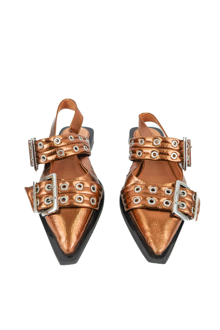 Ganni gold mettalic flats (41; retail $425)