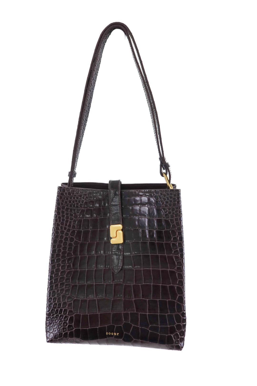 Soeur Brown Croc-embossed leather bag NWT (retails $602)