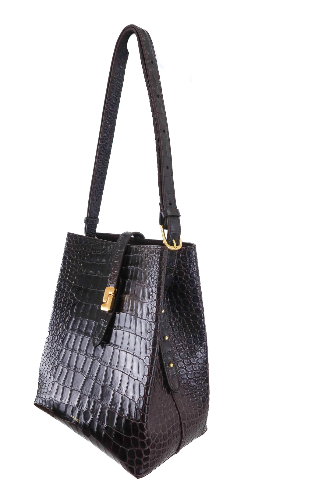 Soeur Brown Croc-embossed leather bag NWT (retails $602)