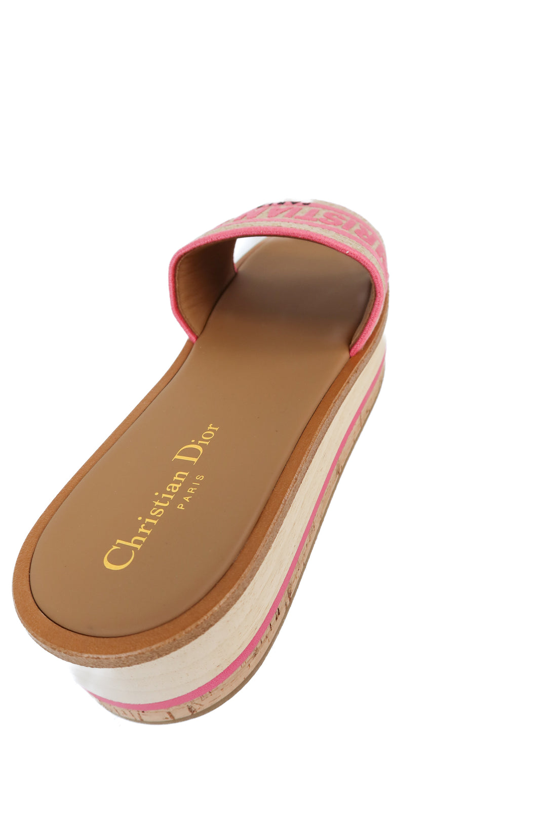 Dioriviera Dway Platform Slides in Natural Raffia and Candy Pink NWOT (38; retails for $990)