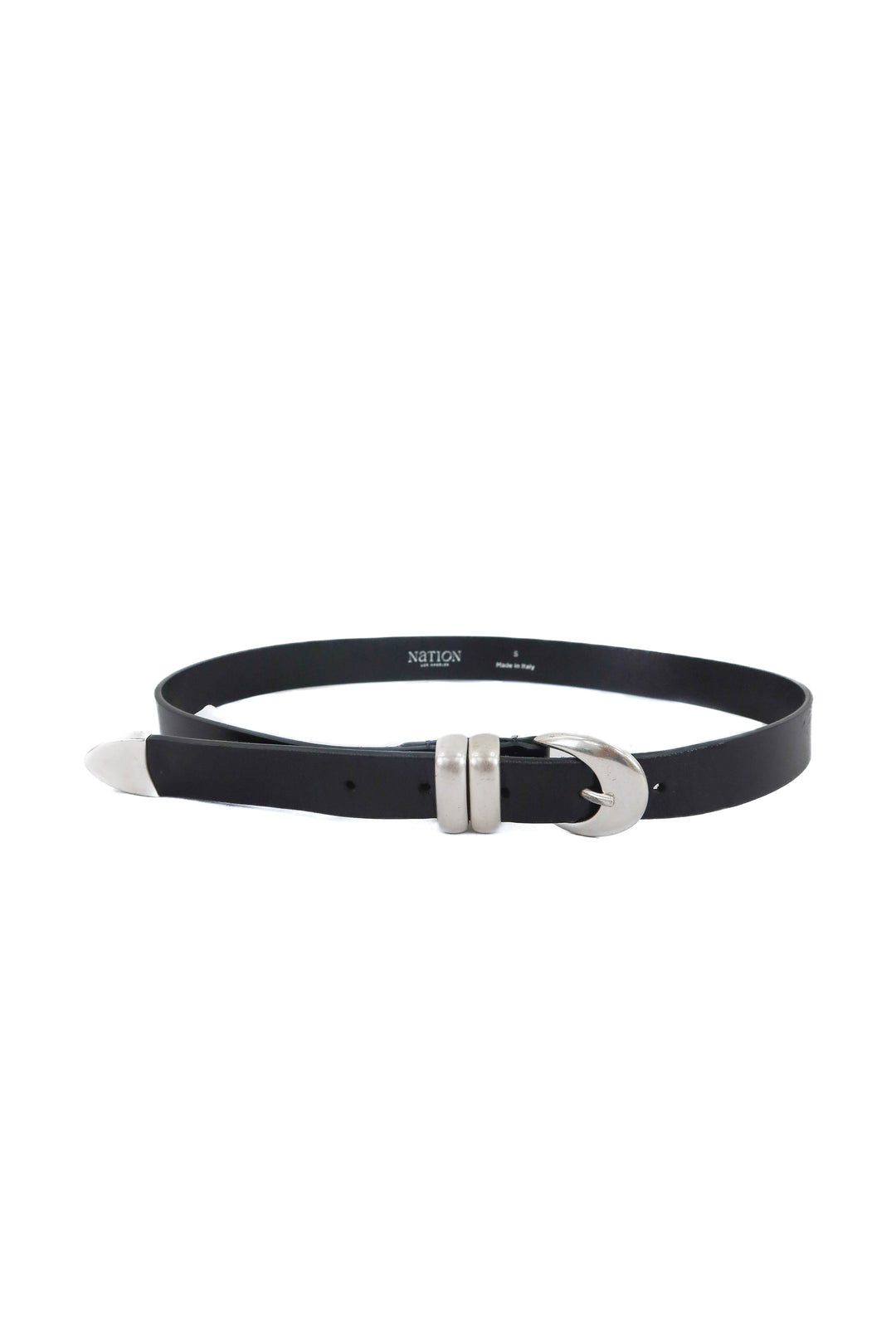 nation black with silver clasp belt (s; retail $136)