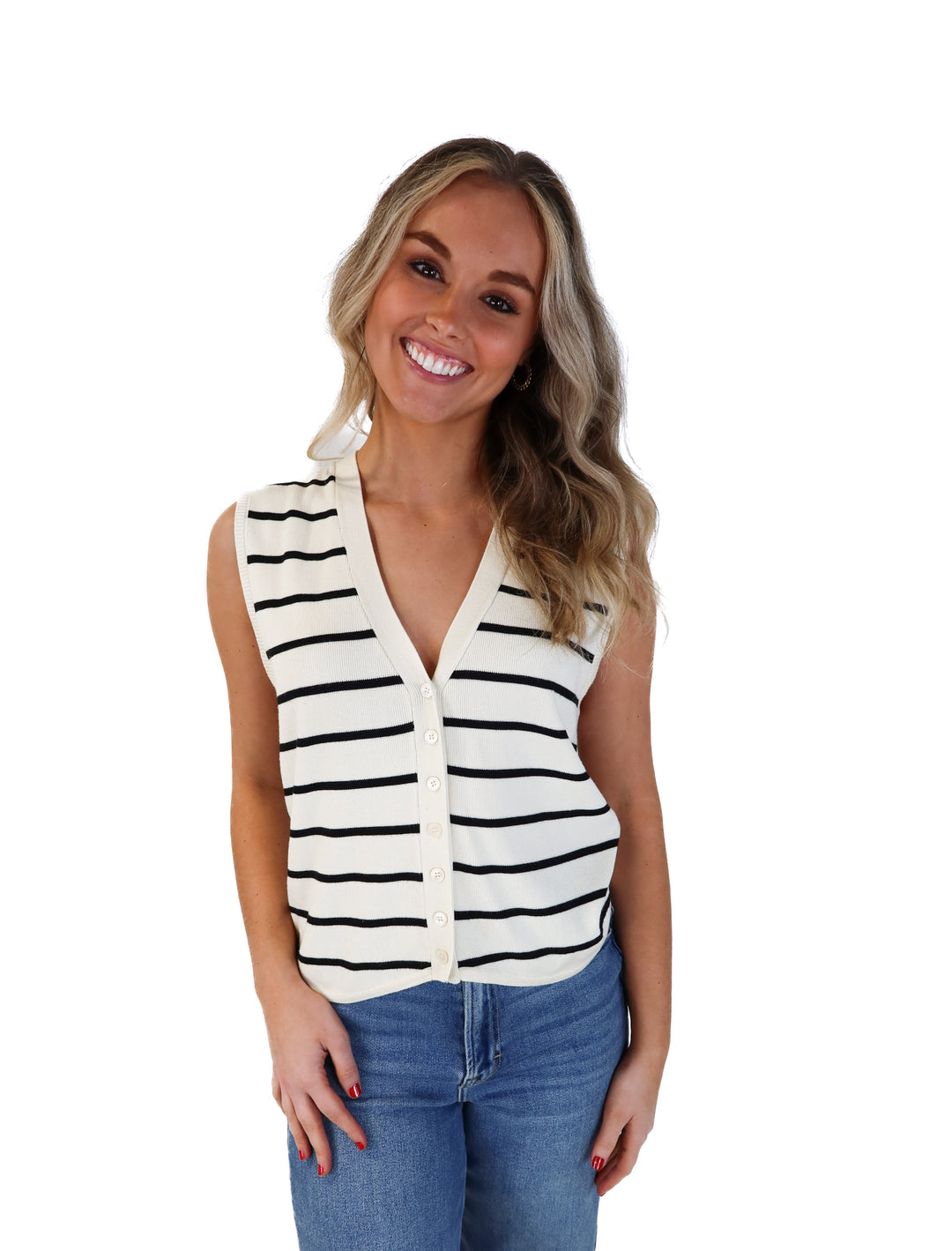 navy/cream sweater vest (s)