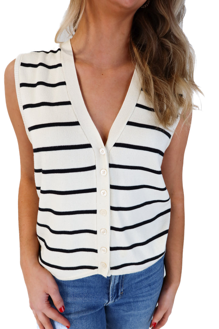 navy/cream sweater vest (s)