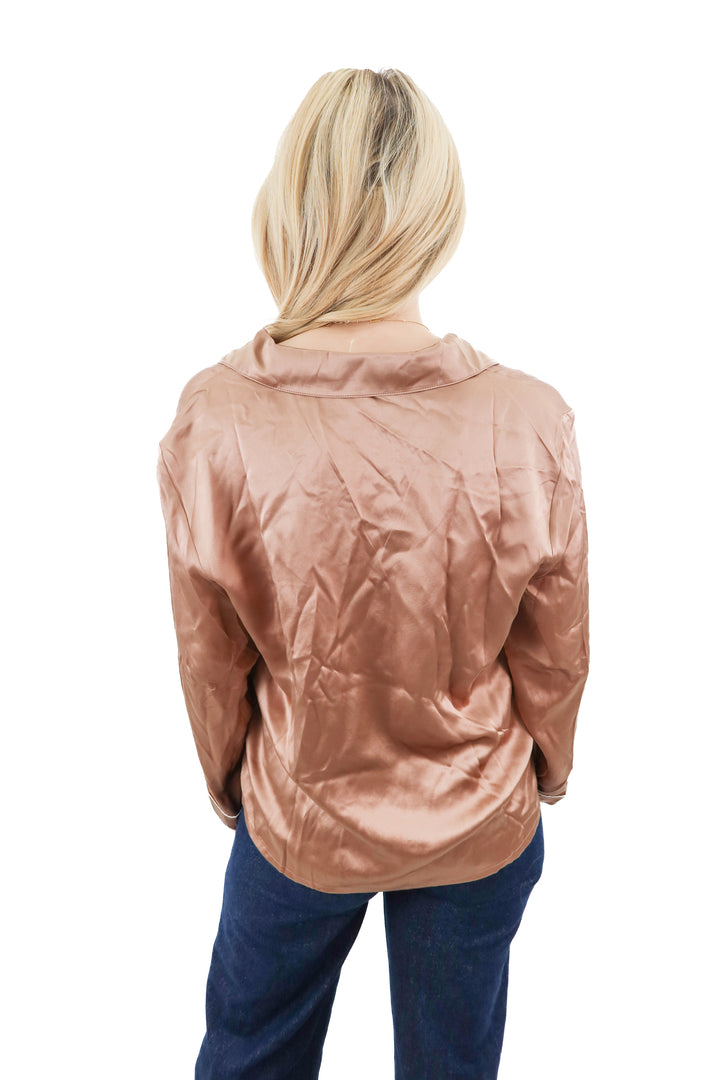 quince rose gold button-down top (s; retail $80)