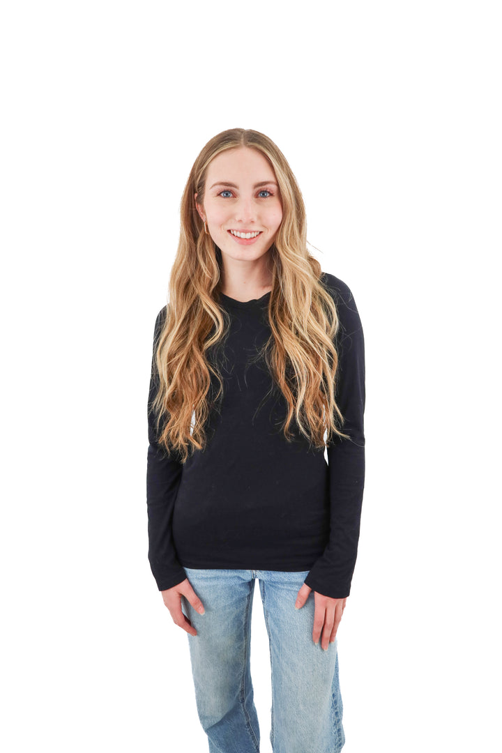 velvet black long sleeve top (xs; retail $65)