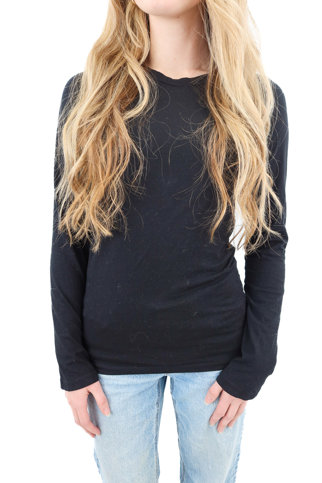 velvet black long sleeve top (xs; retail $65)