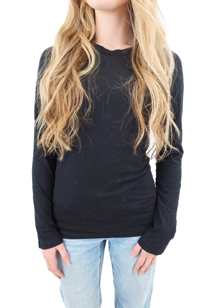 velvet black long sleeve top (xs; retail $65)