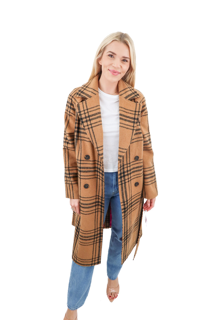 avec les filles brown plaid jacket (xs; retail $230)