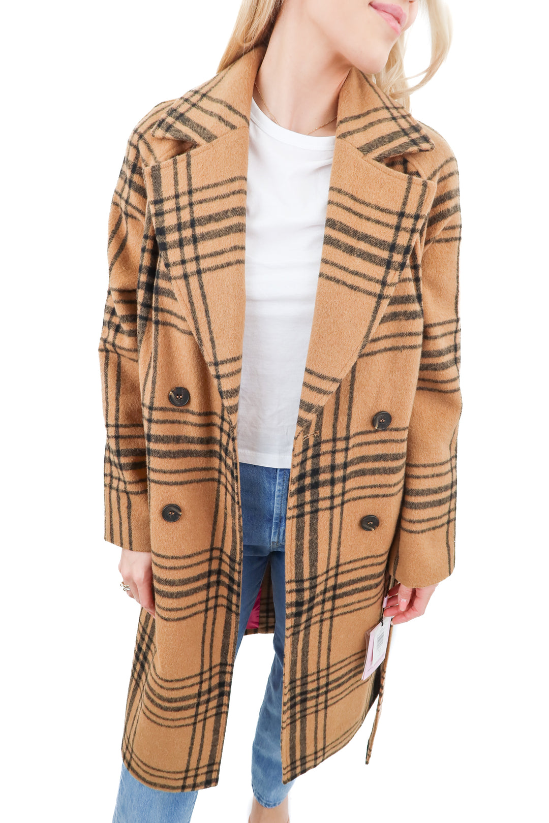 avec les filles brown plaid jacket (xs; retail $230)