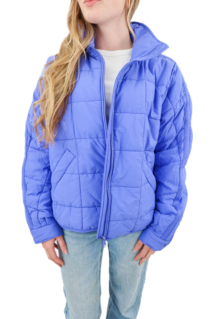 free people movement periwinkle puffer jacket (s; retail $198)