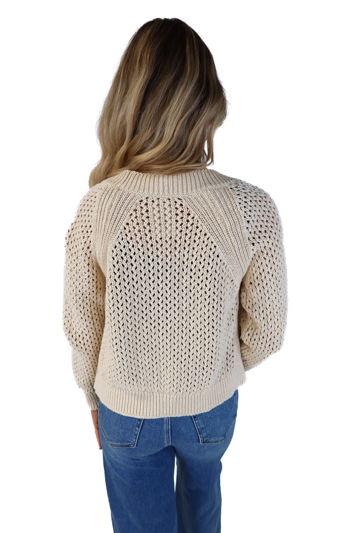Express tan crotchet cardigan (s*; retails for $74.99)