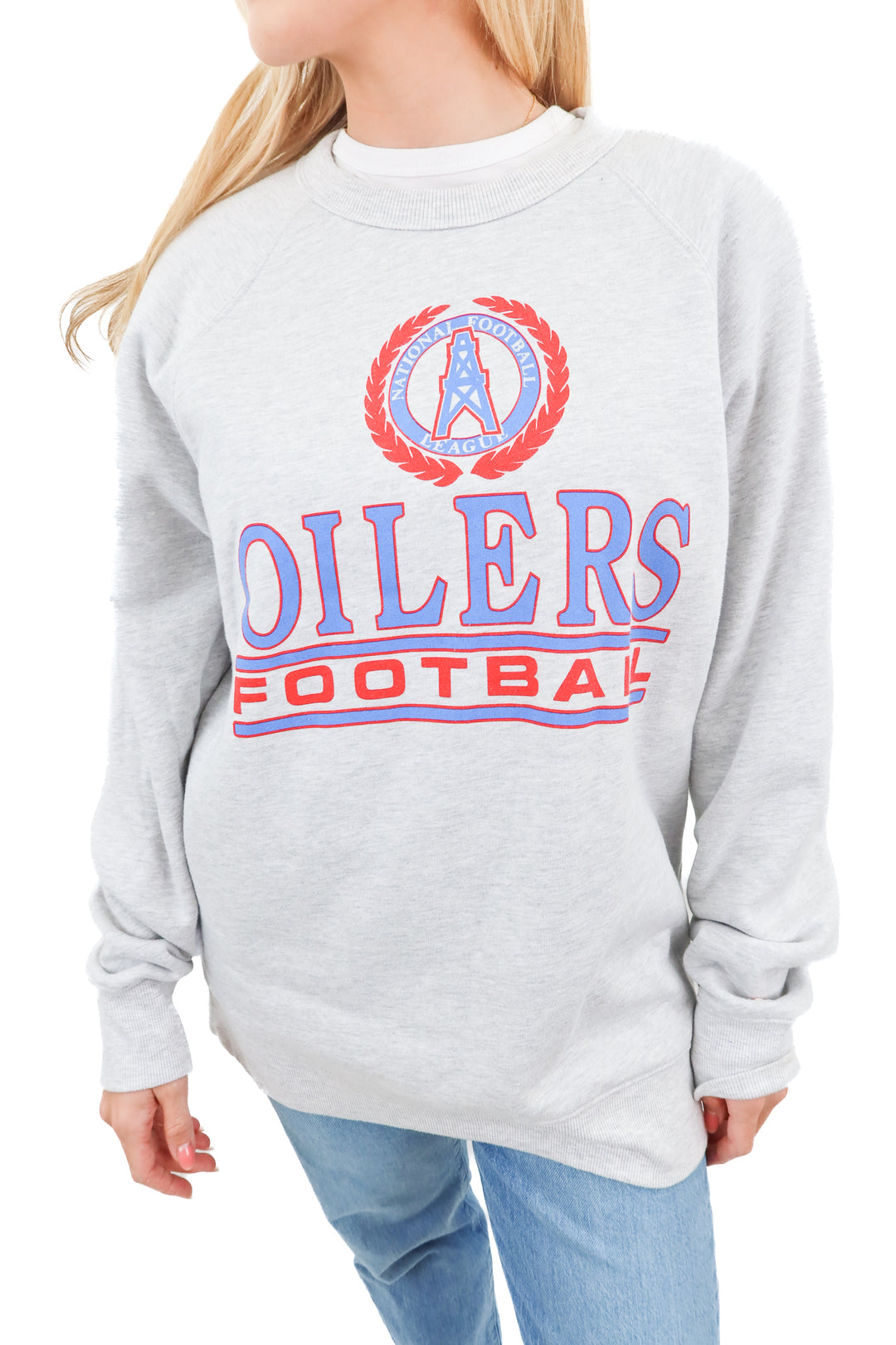 oilers football crewneck (m; retail $65)