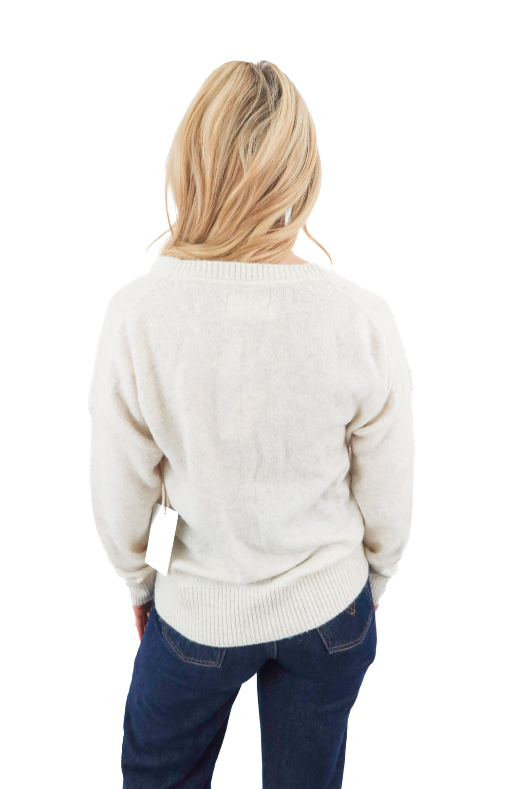 abercrombie & fitch cream v-neck merino wool blend sweater nwt (s)