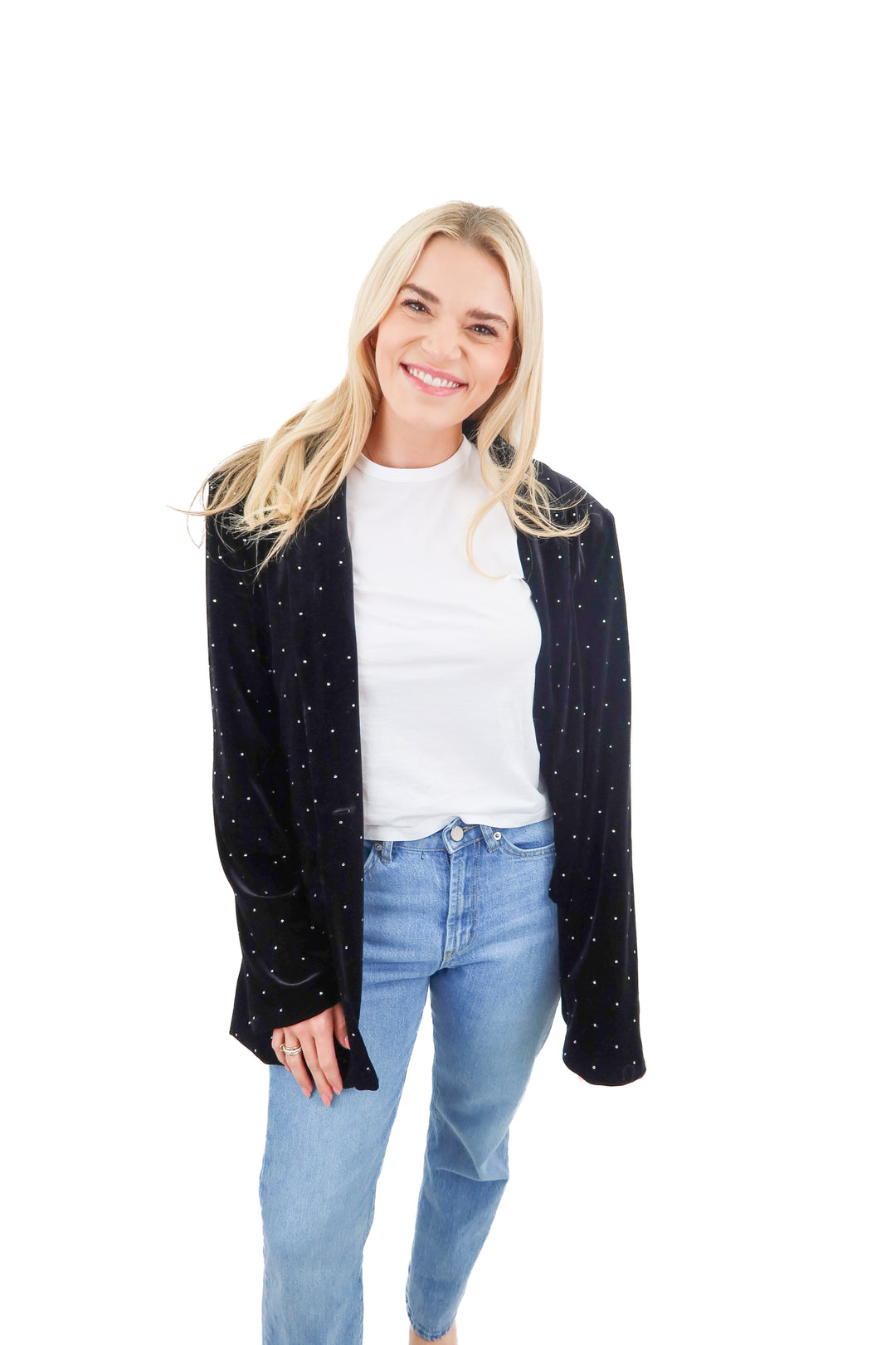 vici black rhinestone blazer (s; retail $88)
