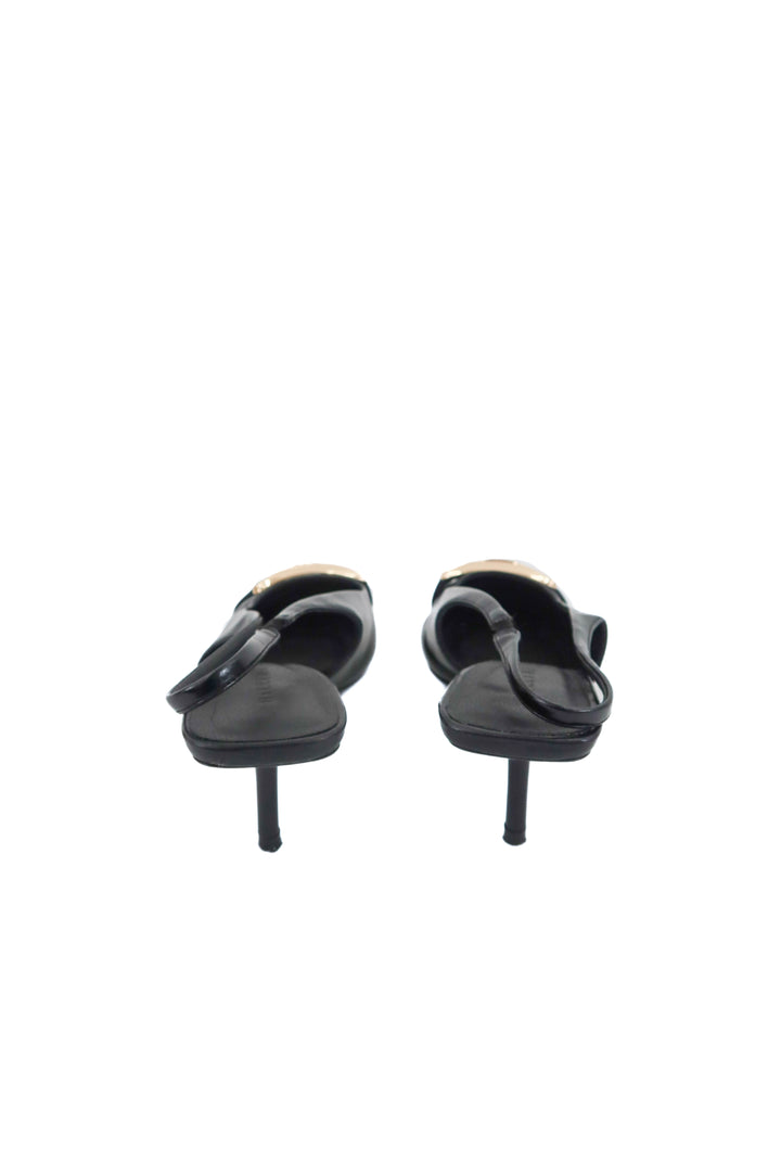 billini black gold buckle kitten heel (10; retail $85)