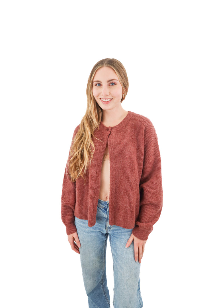 daily drills rose colored cardigan (xs)
