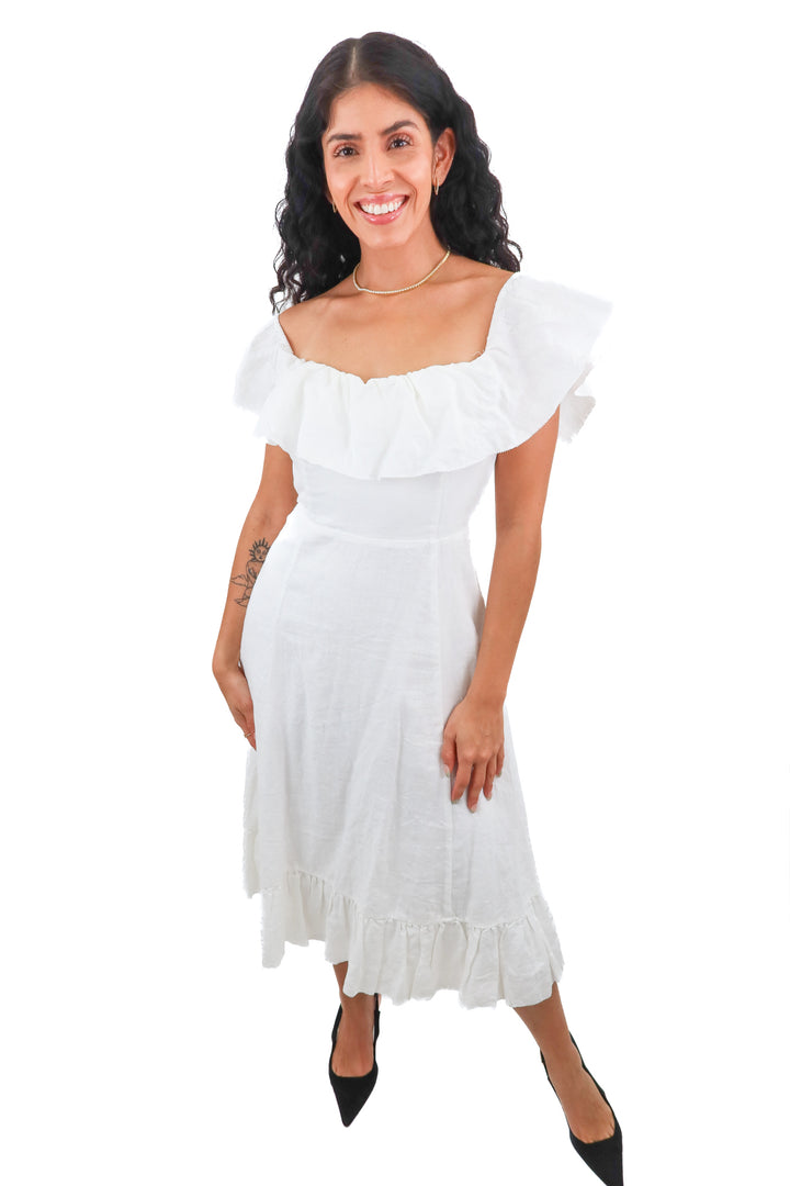 wilfred white linen maxi dress (4; retail $168)