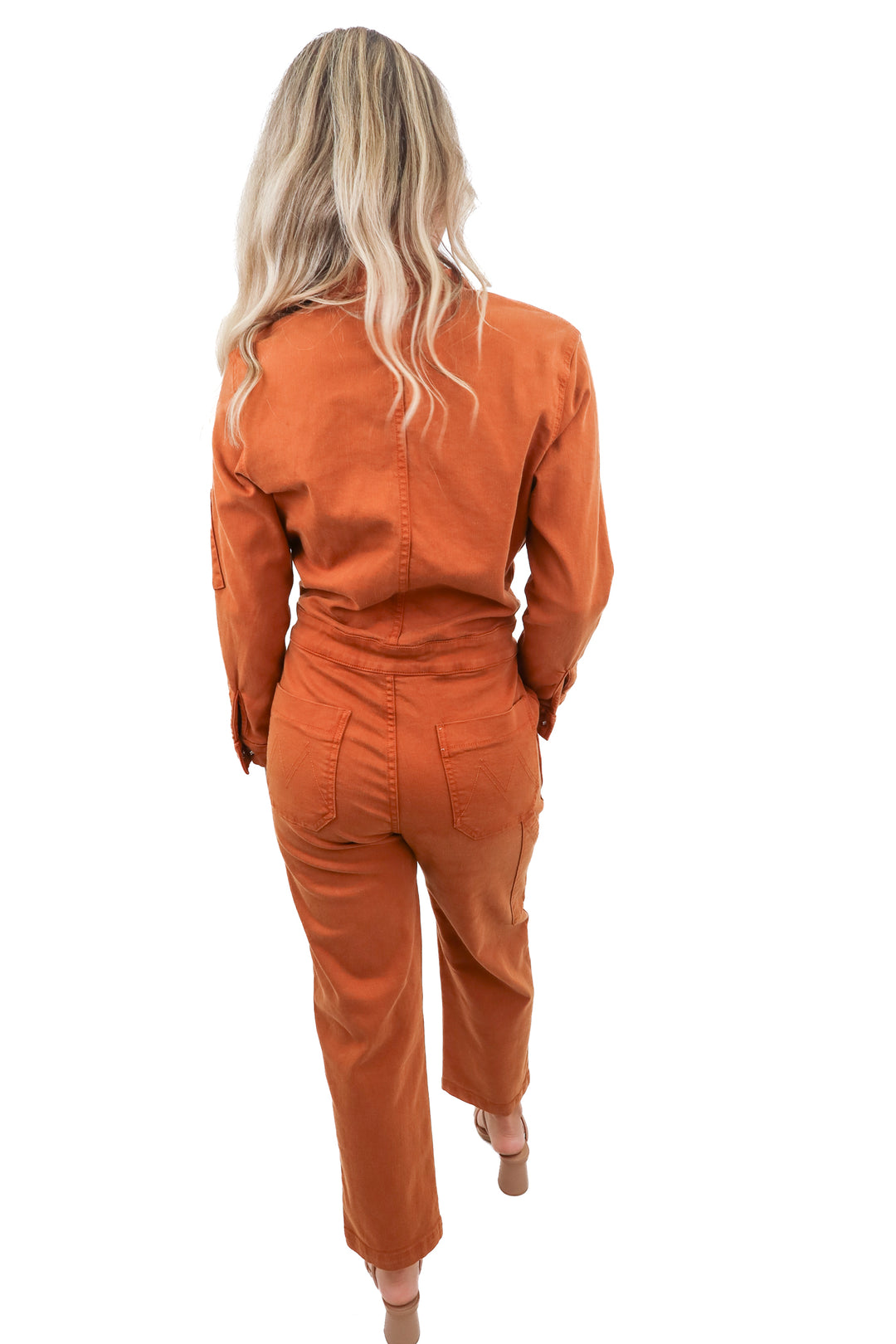 mother brown denim jumpsuit (xs; retail $450)