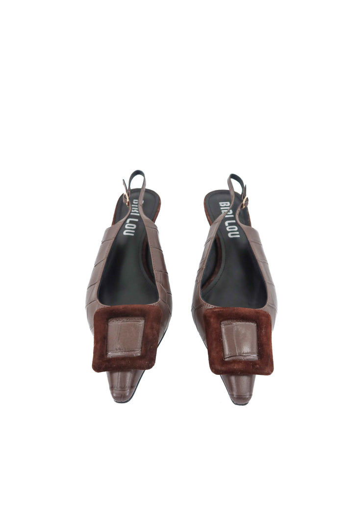 bibilou brown kitten heel (10; retail $180)