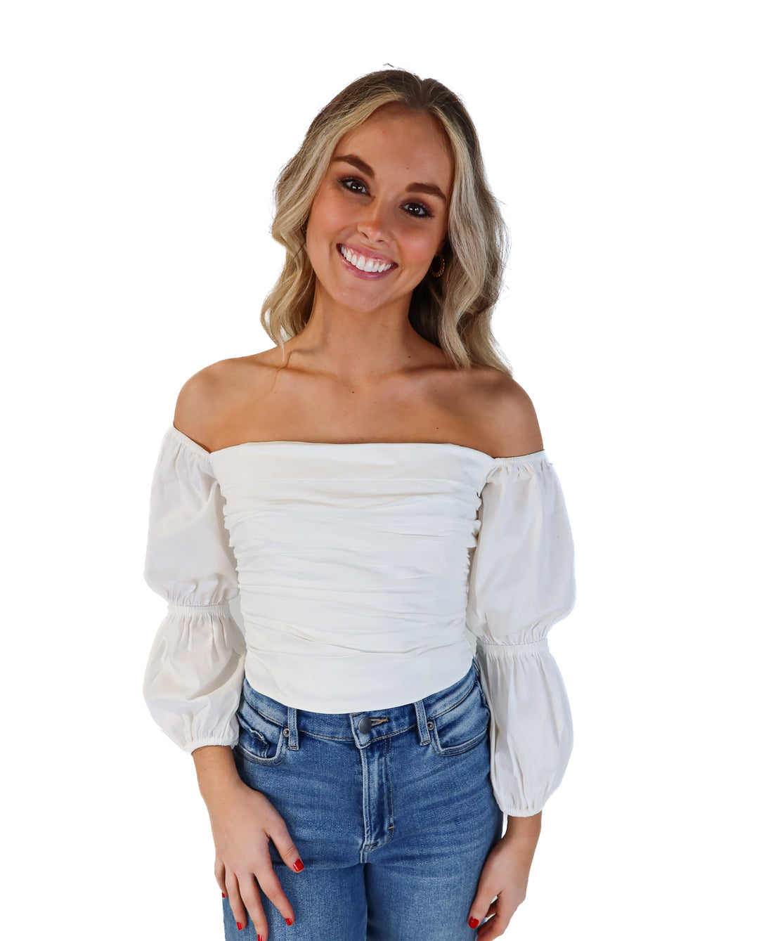Reformation white off the shoulder puff sleeve top (6; retails for $148)