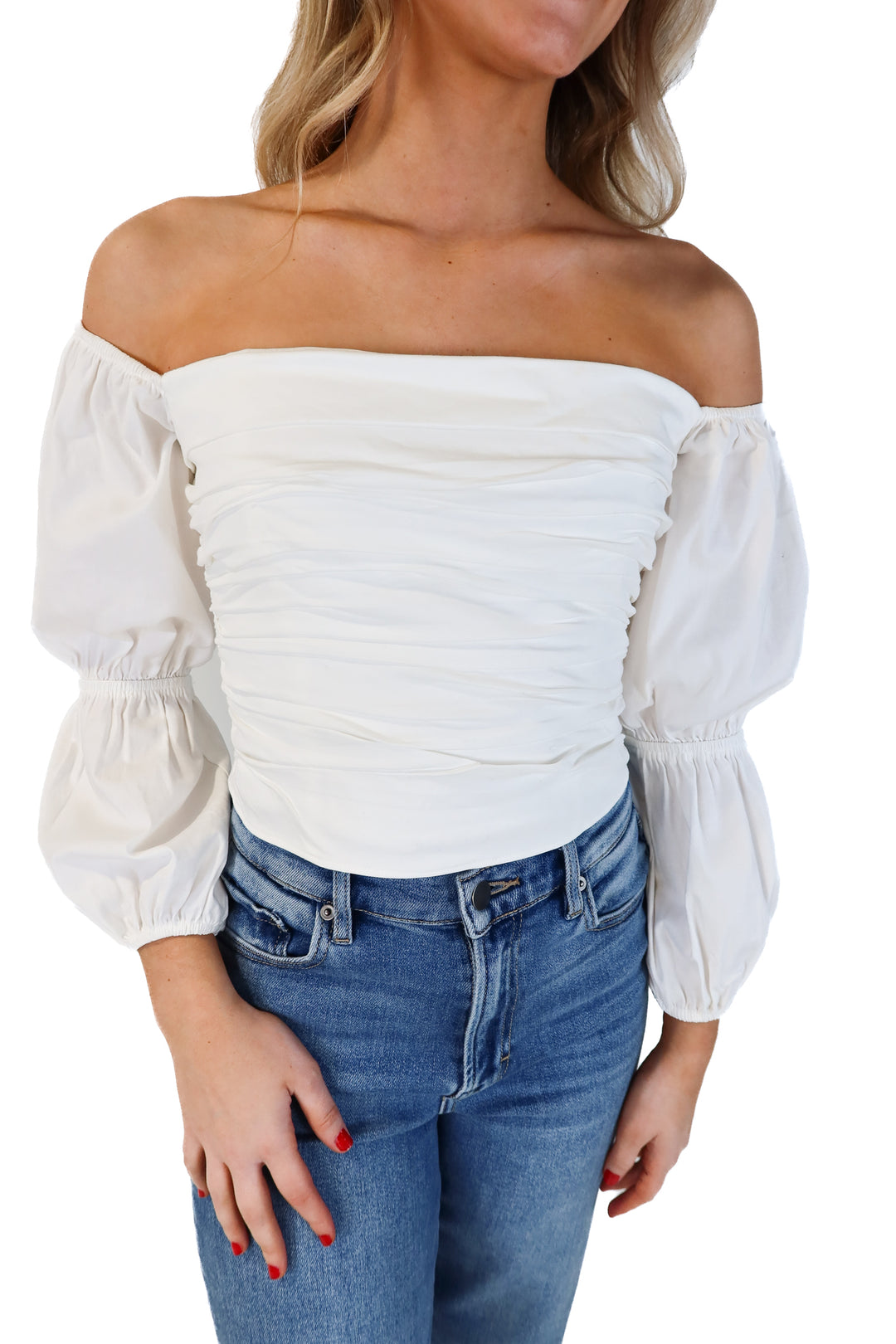 Reformation white off the shoulder puff sleeve top (6; retails for $148)