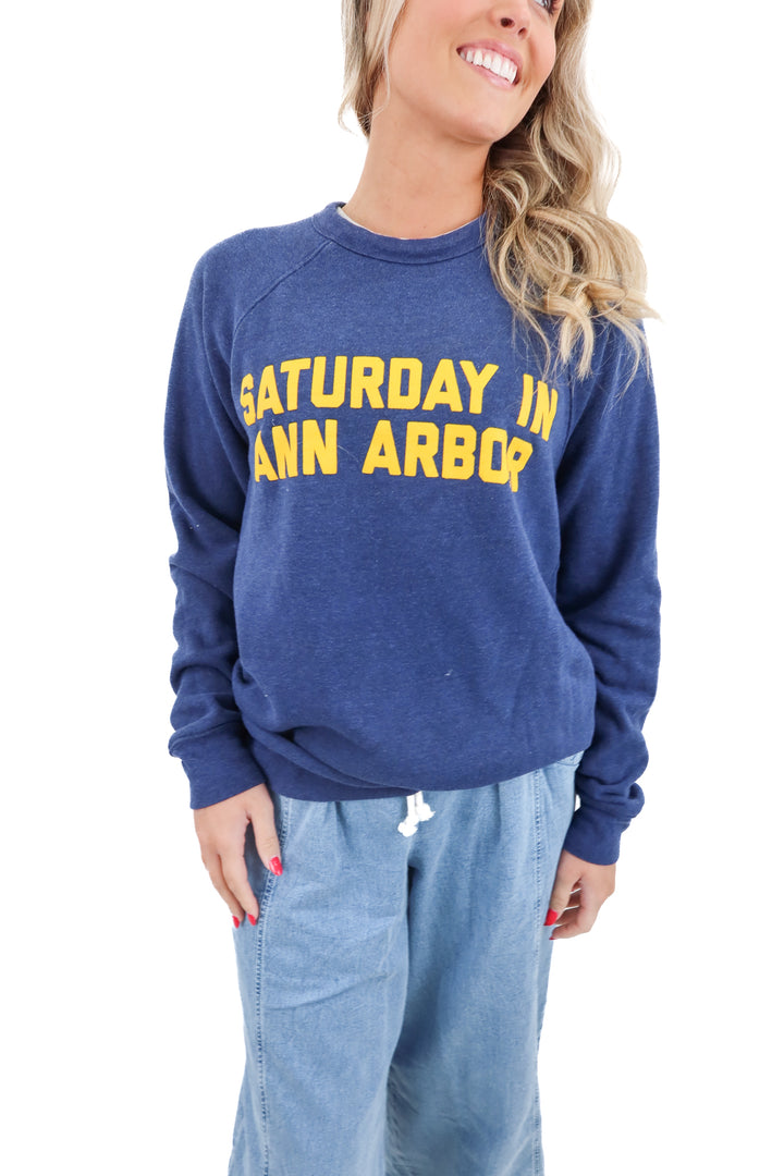 saturday in ann arbor navy crewneck (s)
