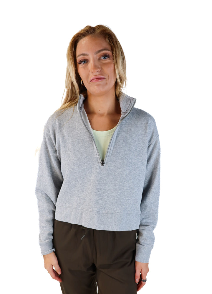 Tommy John light grey cropped quarter zip (s; retails for $84)