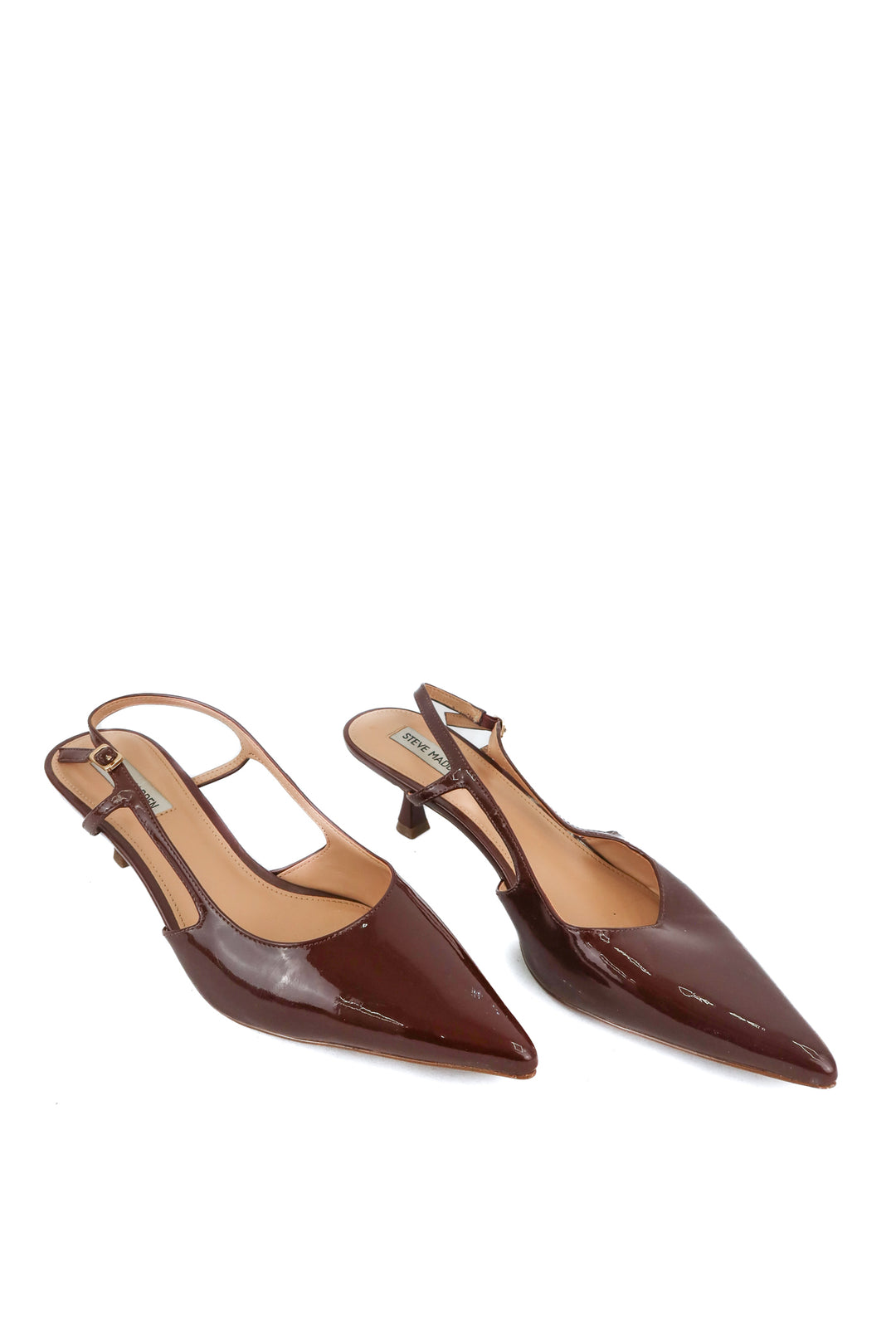 steve madden maroon patent sling back heels (10; retail $99.95)