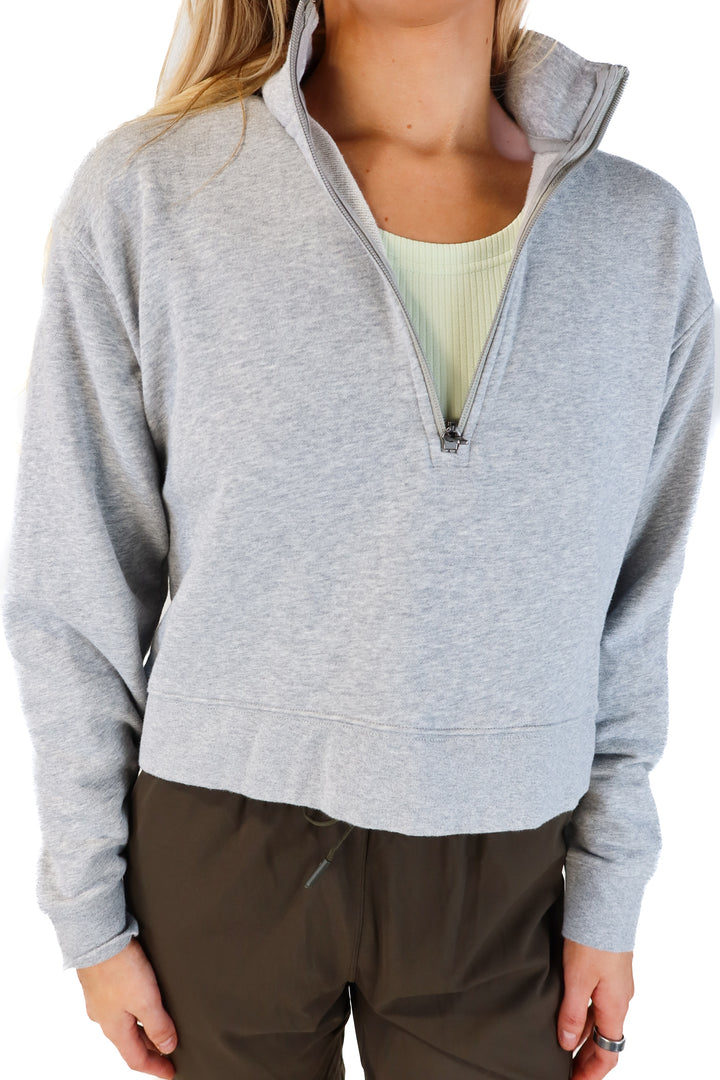 Tommy John light grey cropped quarter zip (s; retails for $84)