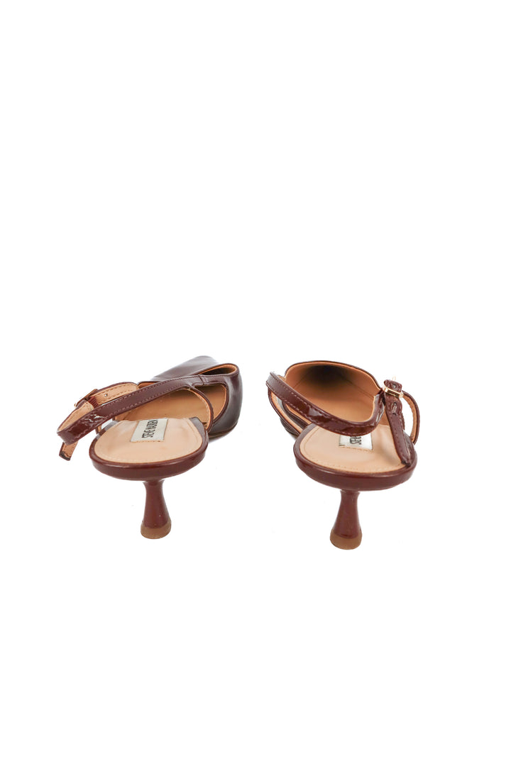 steve madden maroon patent sling back heels (10; retail $99.95)