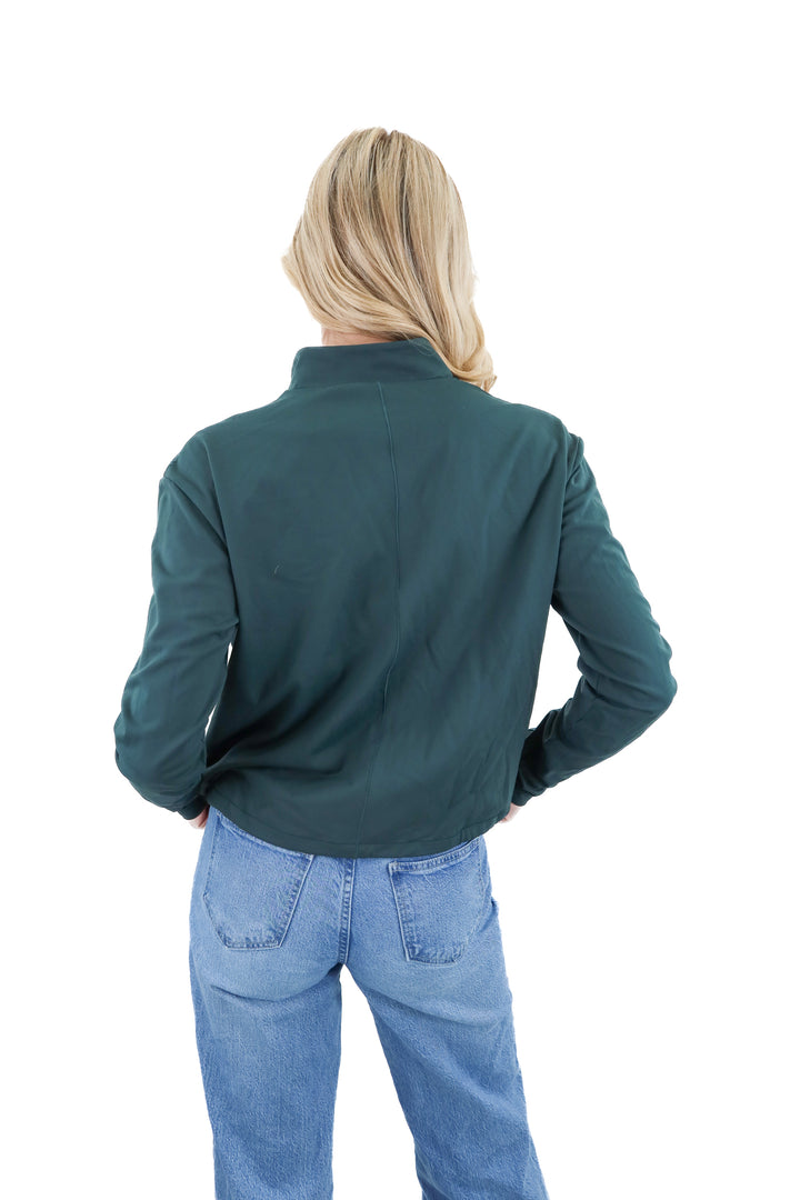 spanx green zip up jacket (m; retail $118)