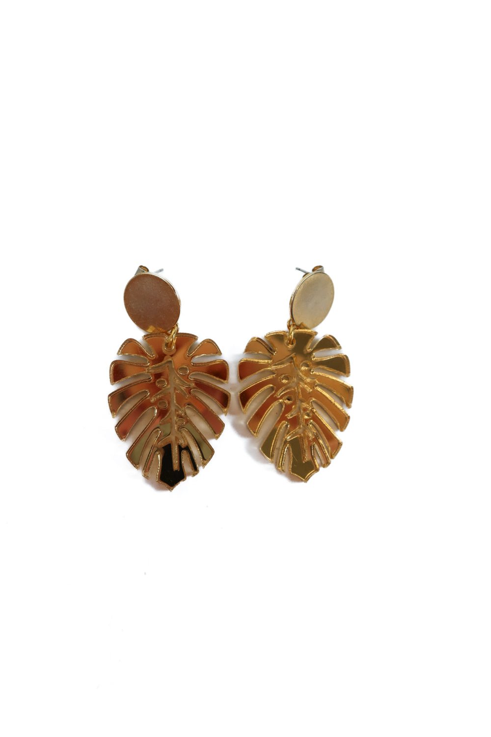 Gold palm leaf earrings