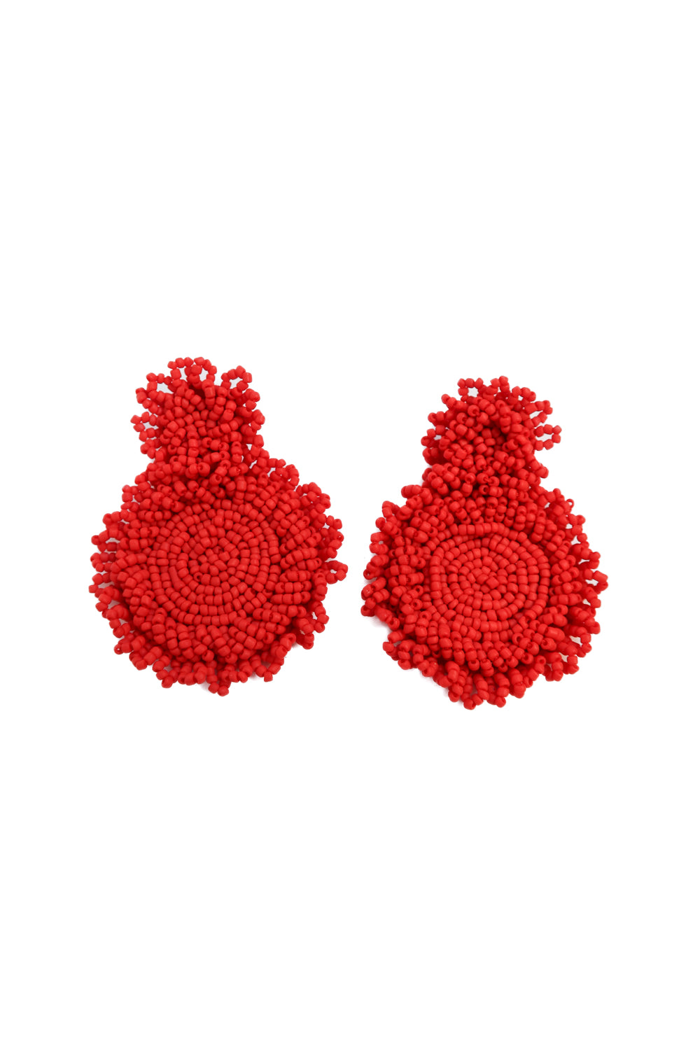 Red large beaded circle earrings