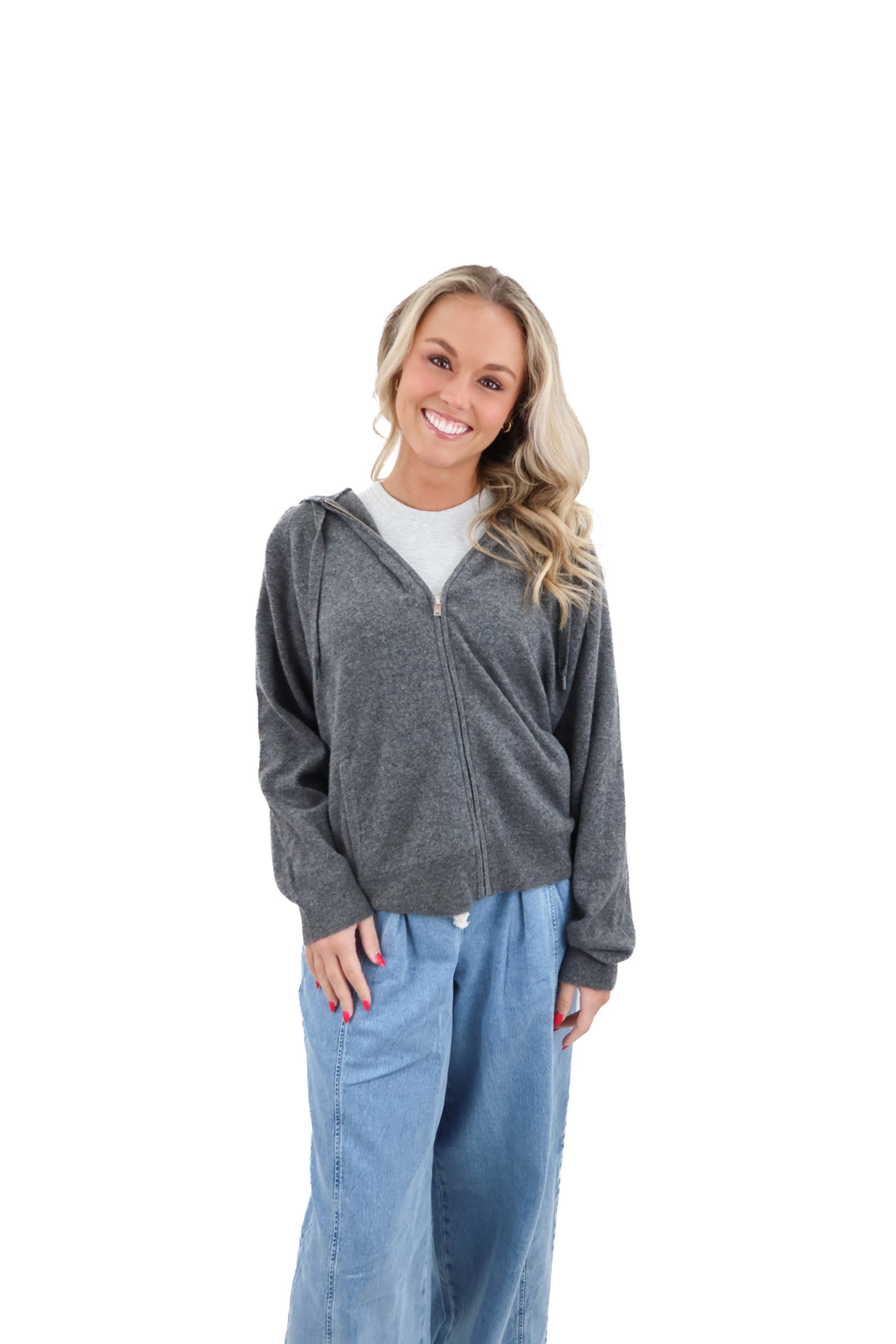 naadam grey cashmere zip up (s; retail $268)