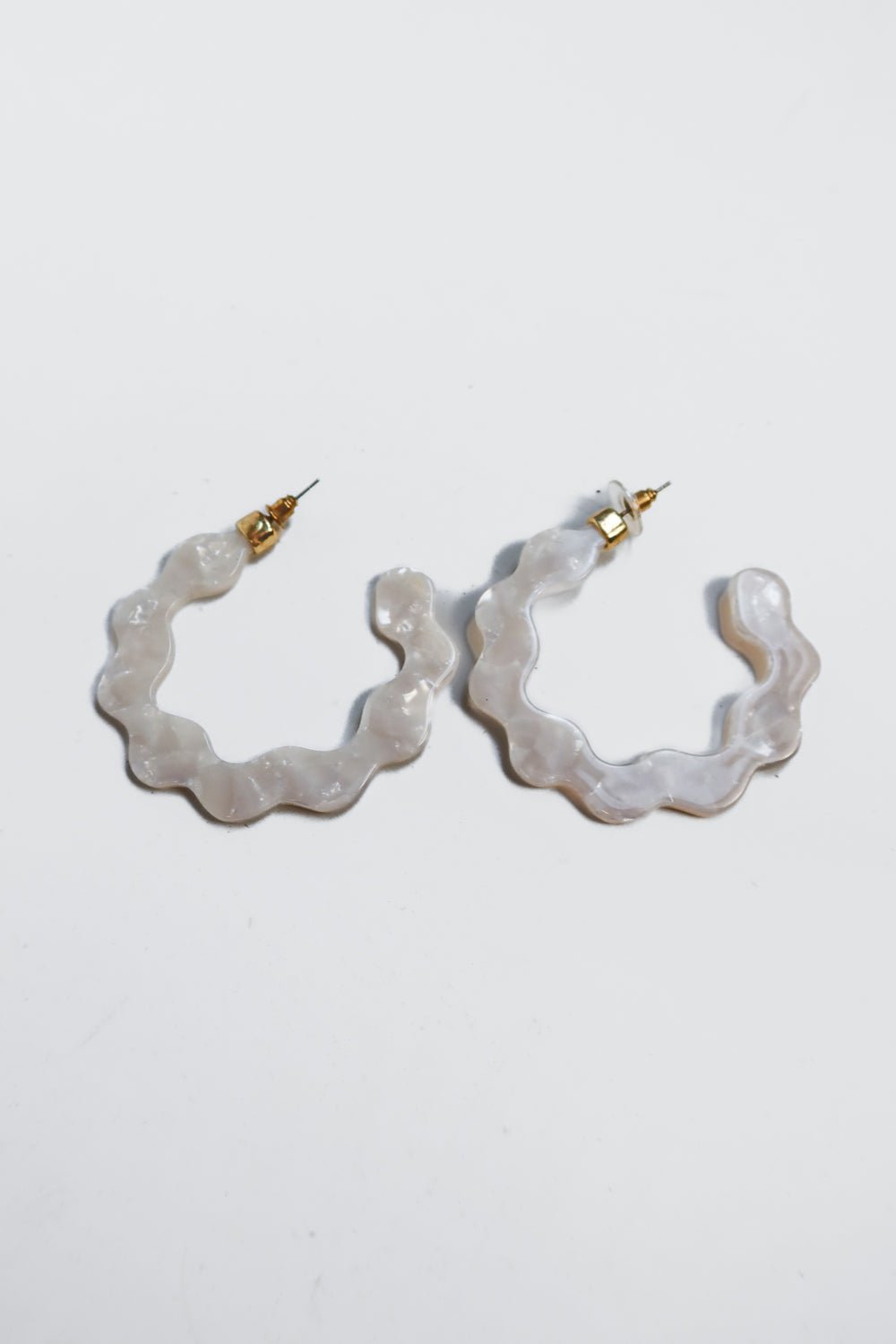 White marble abstract hoop earrings