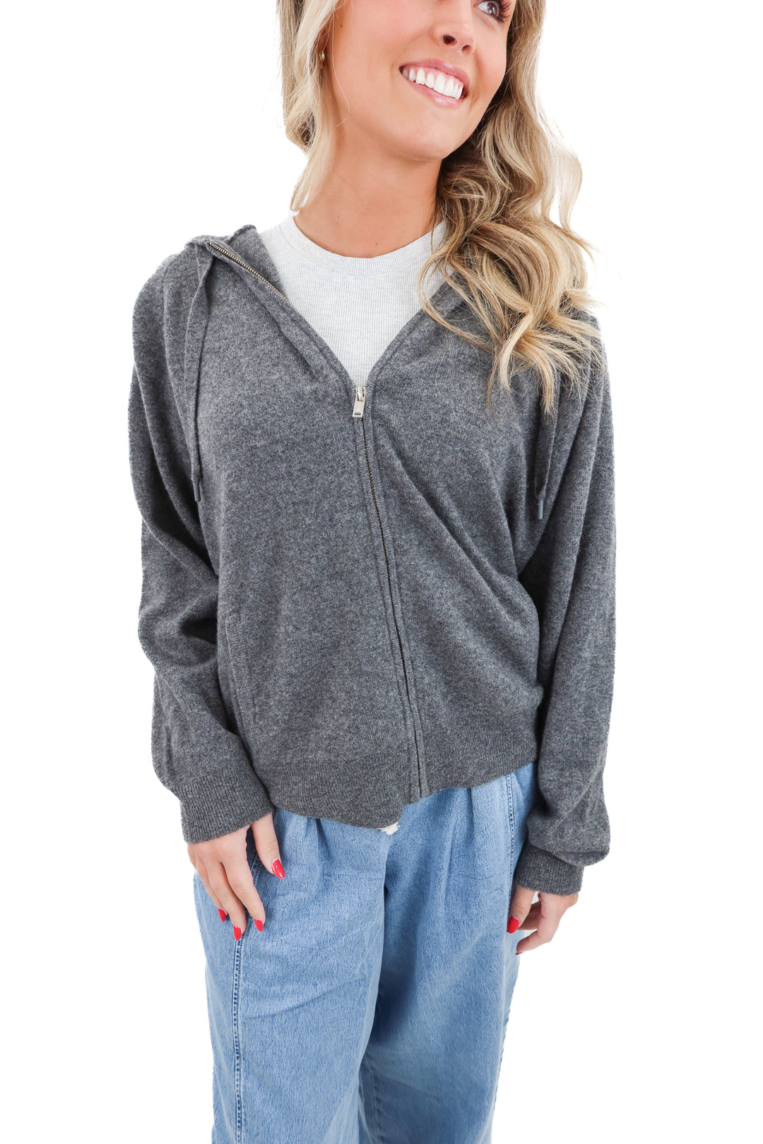 naadam grey cashmere zip up (s; retail $268)