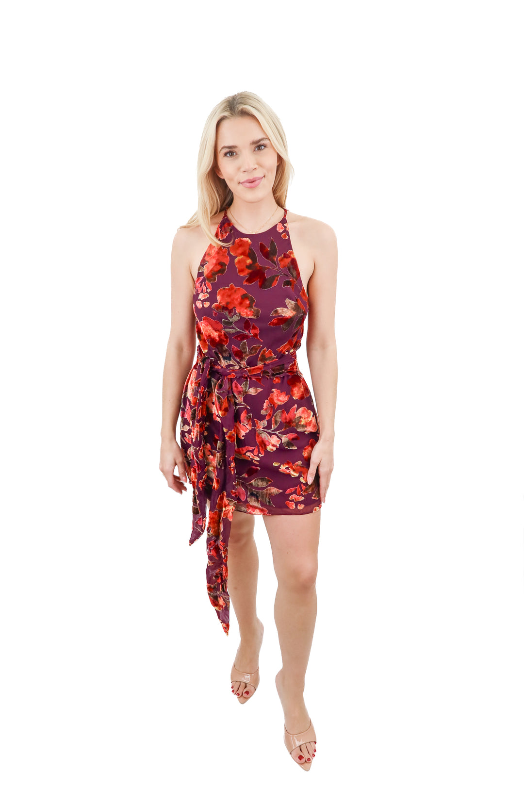Amanda Uprichard burgandy floral mini dress (S)