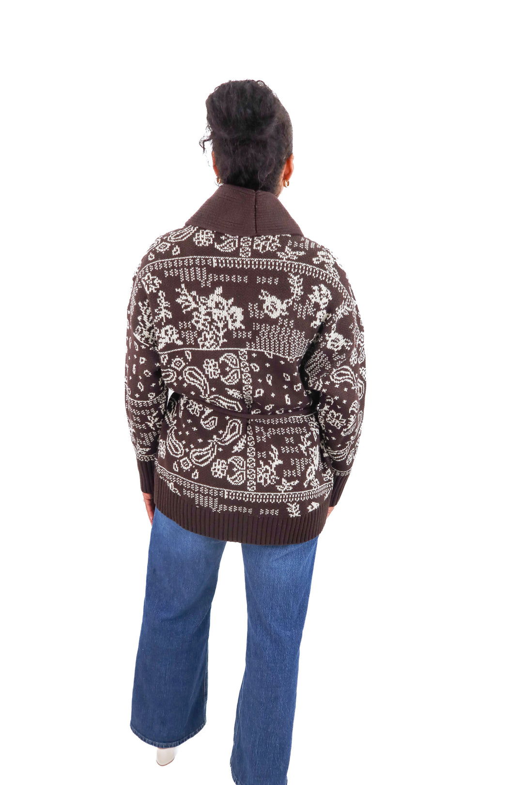 Abercrombie & fitch brown and white paisley cardigan NWT (m)