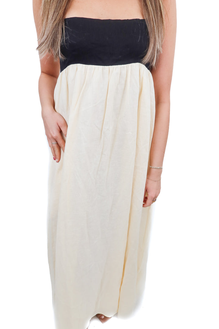 dissh "elena buttermilk linen maxi dress" NWT (4; retail $179)