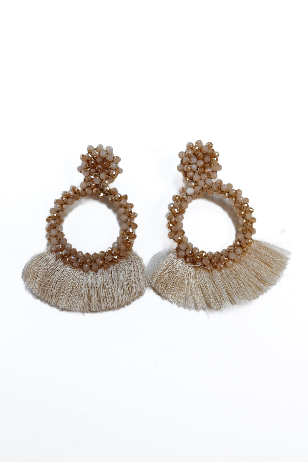 Pink iridescent tassel earrings