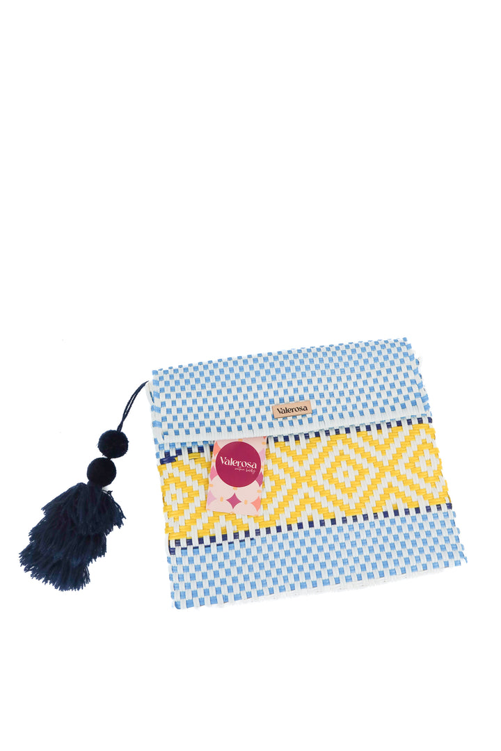 valerosa multicolor weave clutch bag
