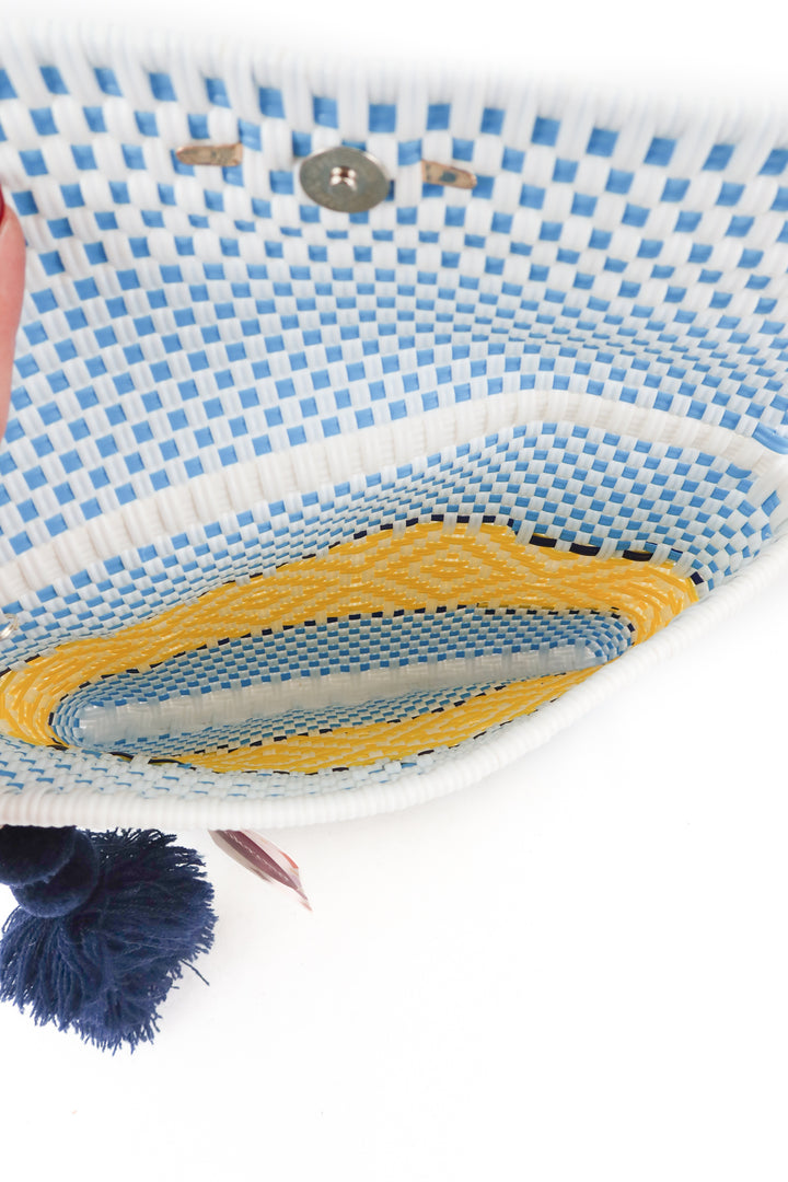 valerosa multicolor weave clutch bag