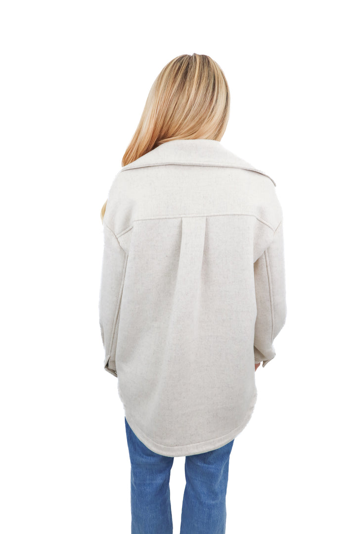 Line and dot cream wool jacket (S)