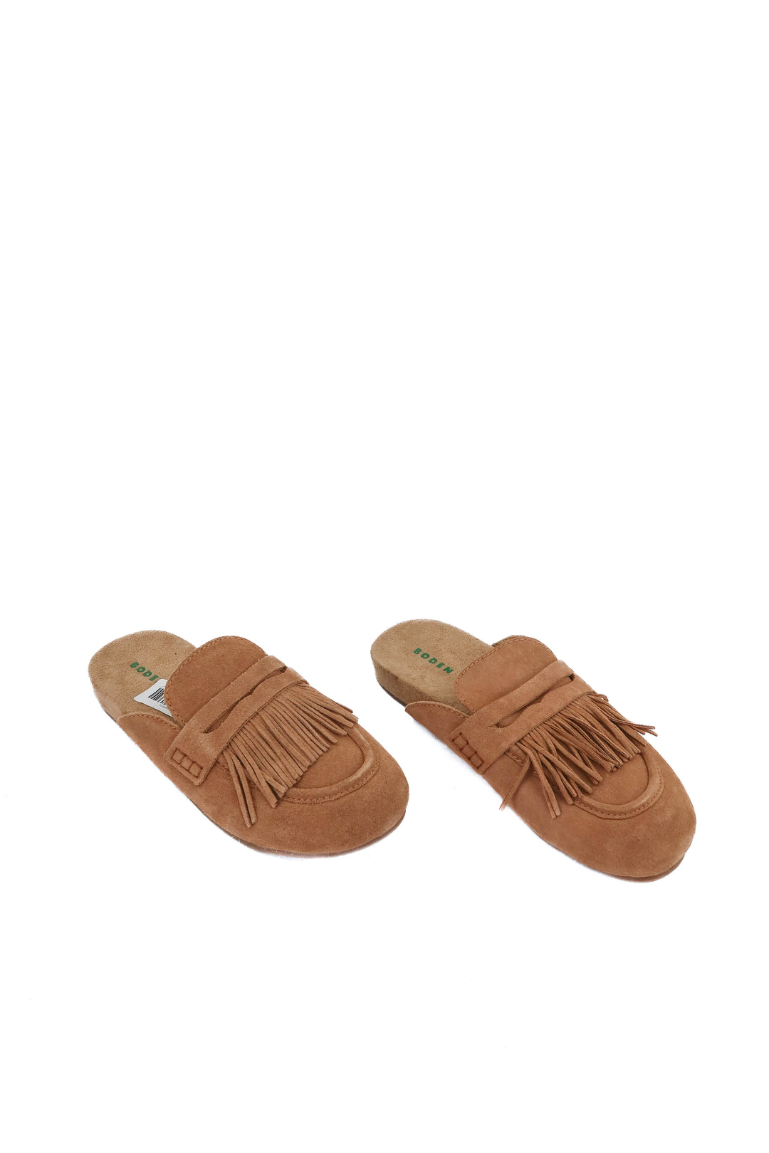 boden tan suede fringe mule (11; retail $220)
