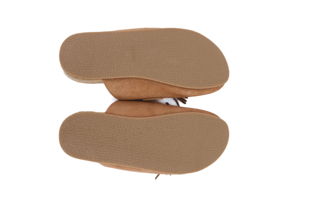boden tan suede fringe mule (11; retail $220)