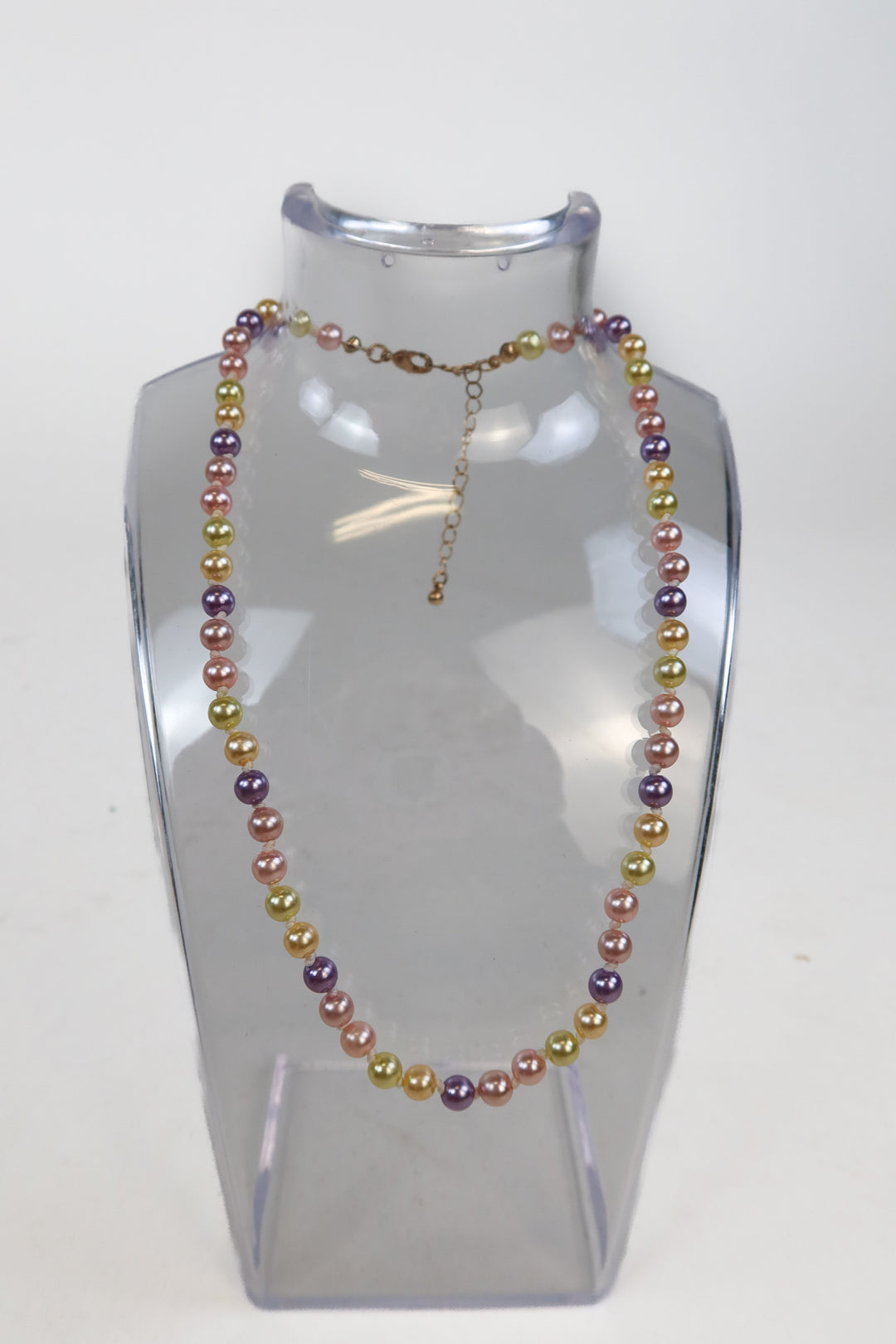 Pink/purple/green/orange pearl necklace