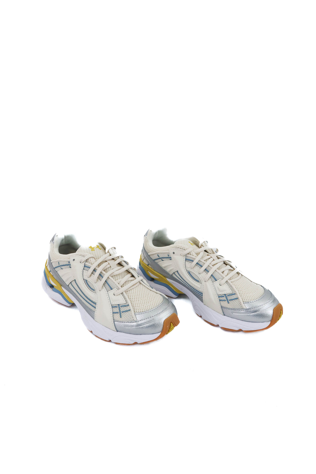 under armour cream blue and yellow sneakers (8.5; retail $115)