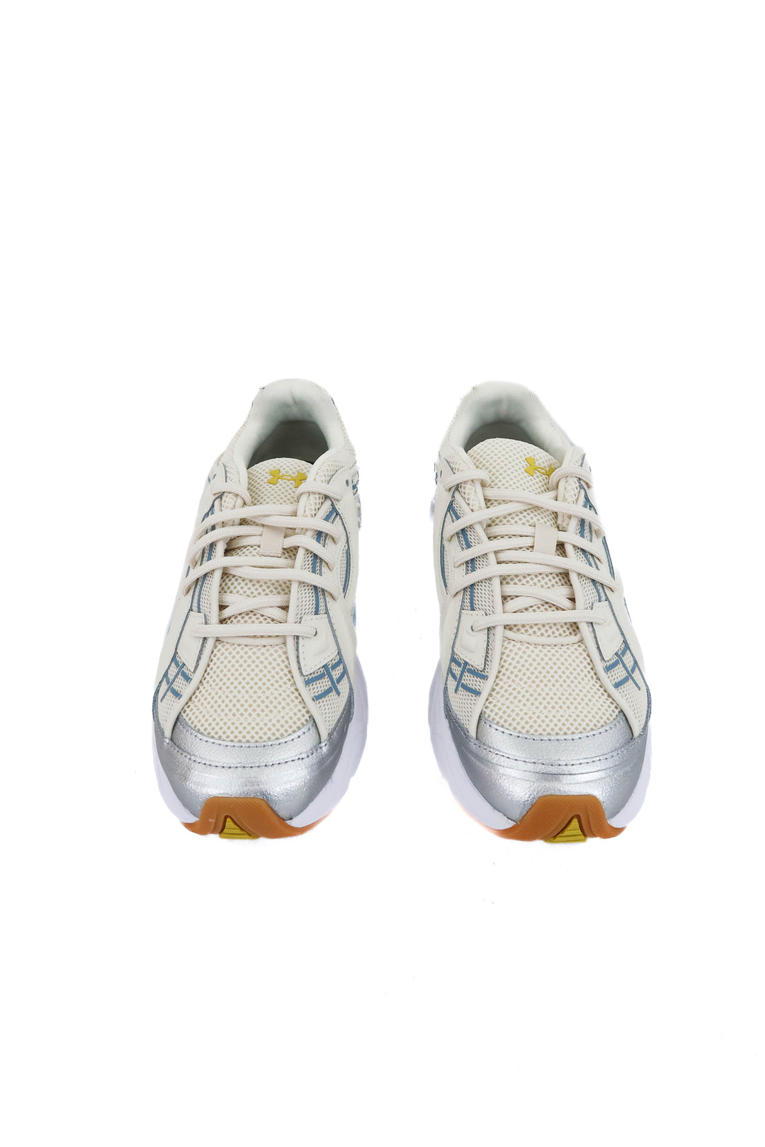 under armour cream blue and yellow sneakers (8.5; retail $115)