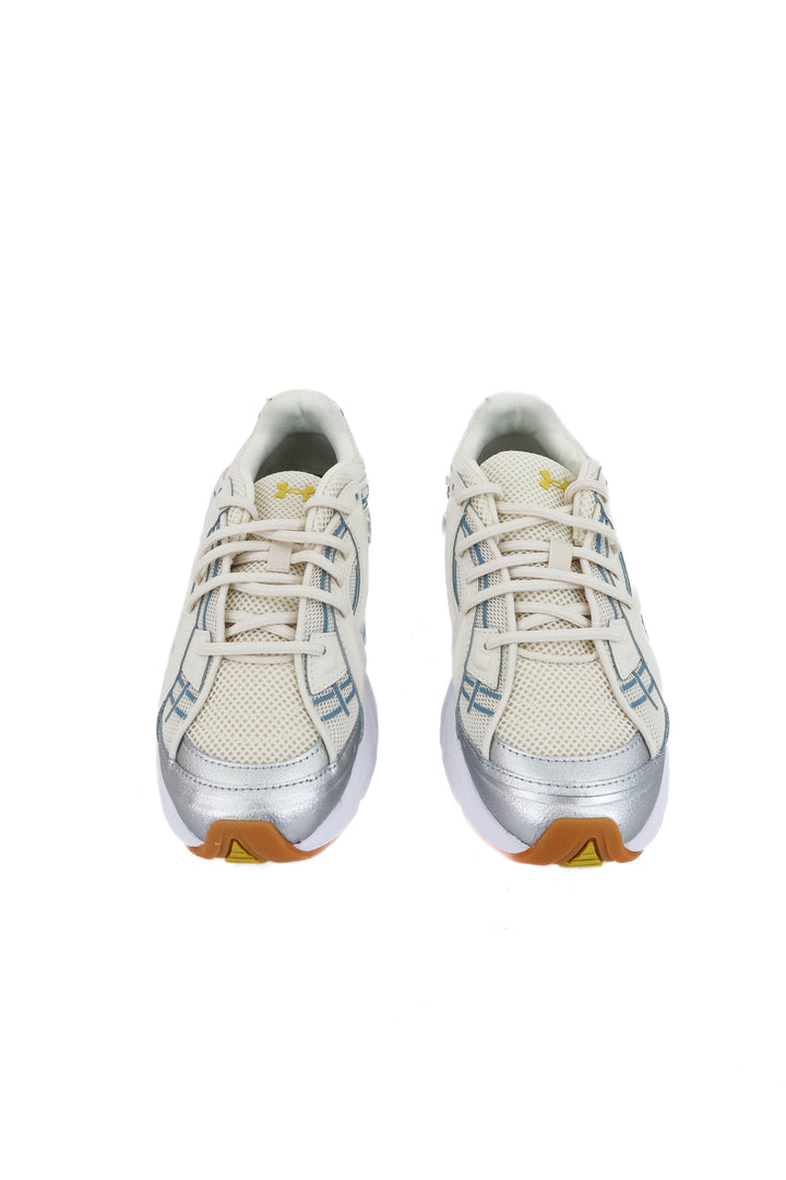 under armour cream blue and yellow sneakers (8.5; retail $115)