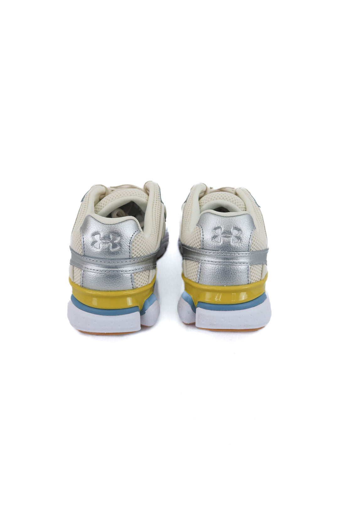 under armour cream blue and yellow sneakers (8.5; retail $115)